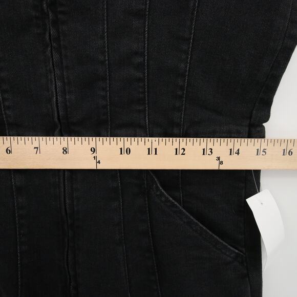 Free People We The Free Jayde Flare Jumpsuit Black Mamba NWT Denim Size L - Picture 7 of 12
